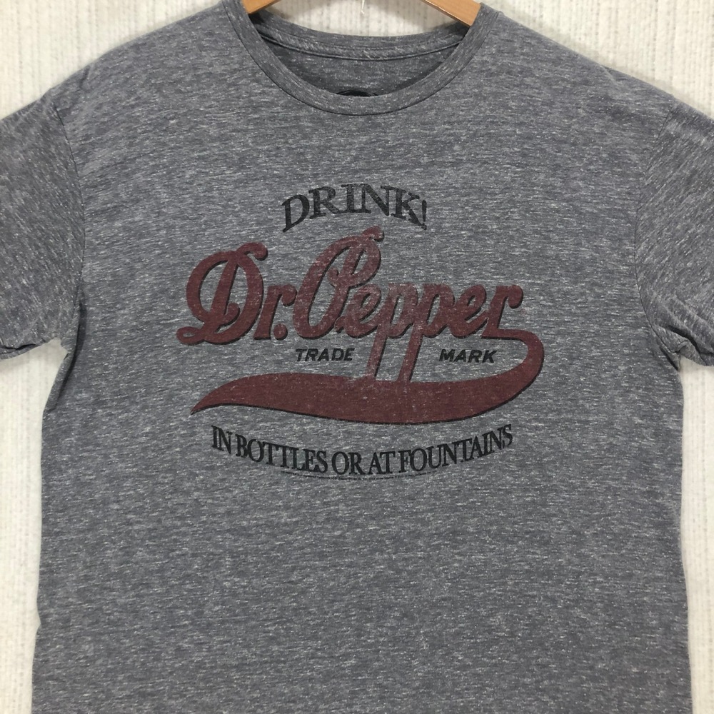 Dr Pepper‎ Mens XL T-Shirt Gray Heather Vintage Graphic Drink Dr Pepper Logo Tee
